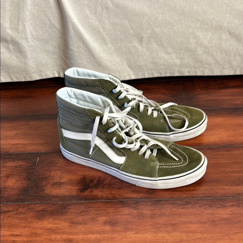Green and White High-Top Sneakers